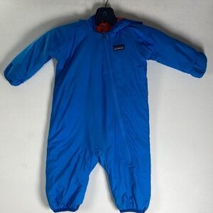 Patagonia Blue/Orange Baby Snowsuit Infant 3 months  Bunting Quilted reversible